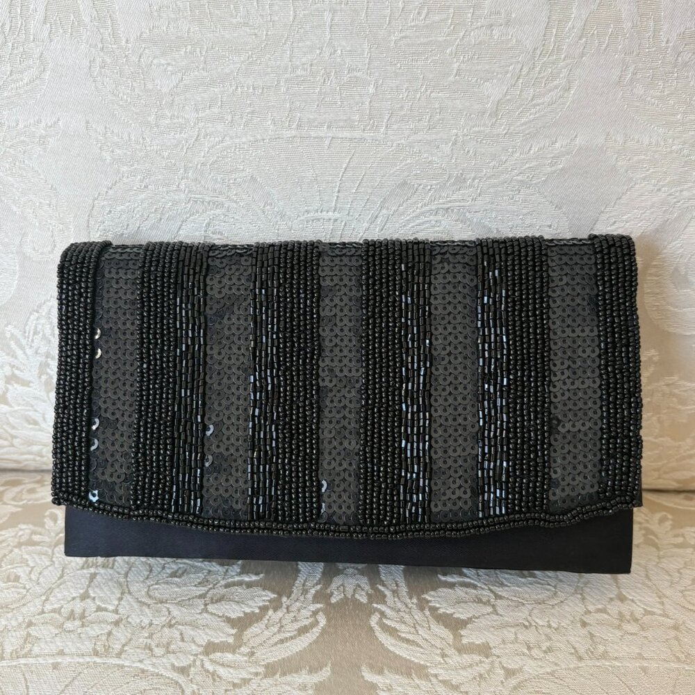 Black Bead and Sequin Evening Bag